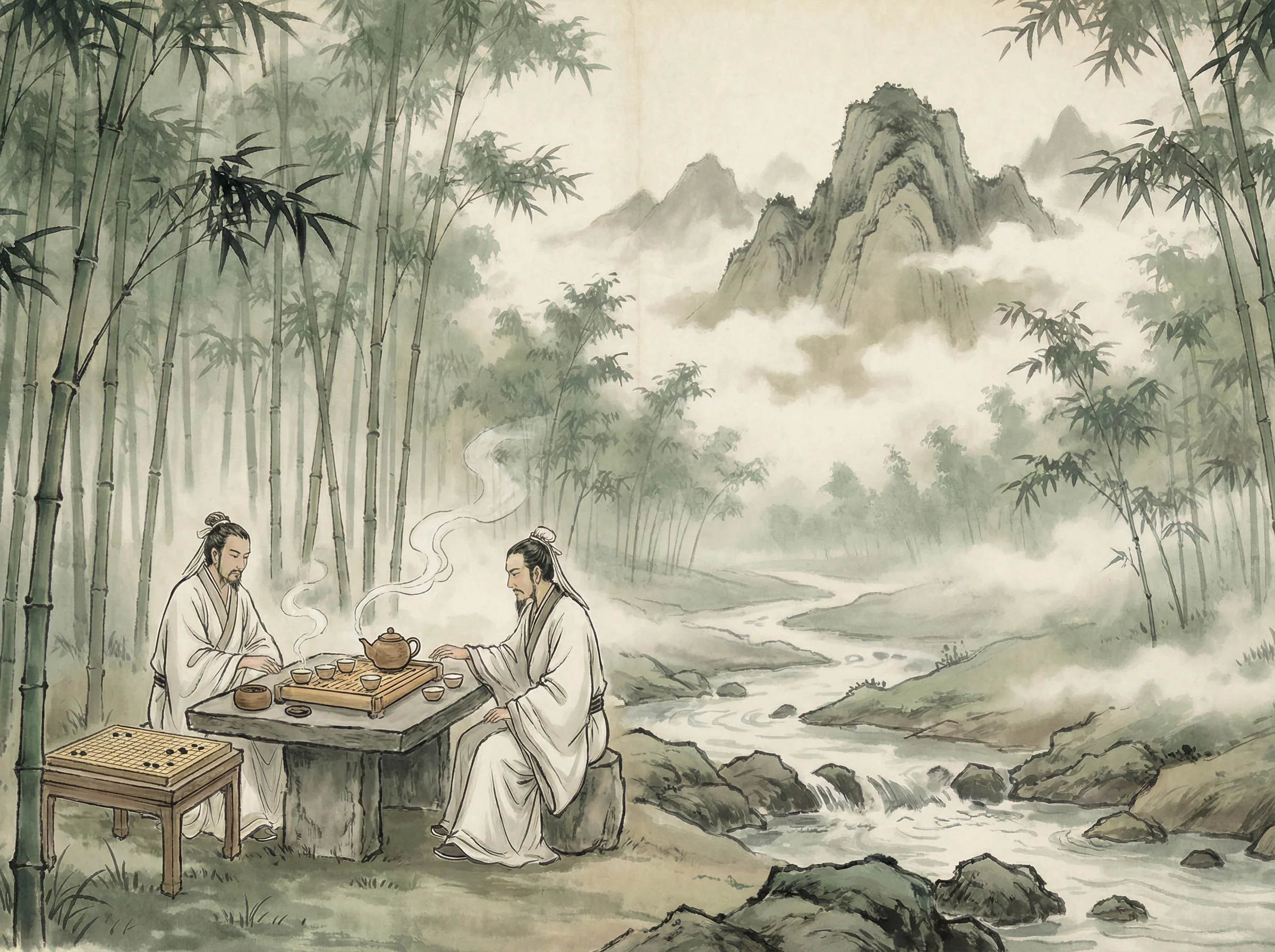 竹林中品茶对弈，体验 开元棋牌 禅意生活